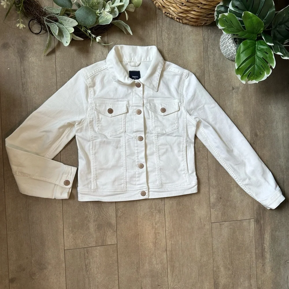 GAP Kids Girls White Denim Jacket Size Medium